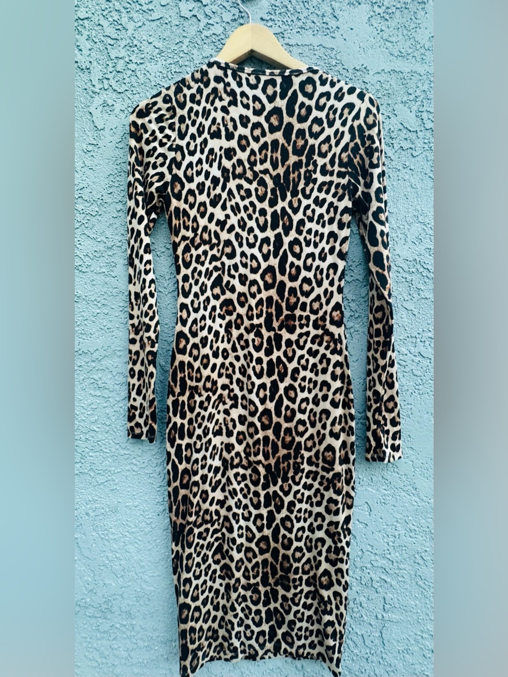 Good American Leopard Animal Print Long Sleeve Midi Dress Size M - Picture 6 of 11
